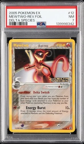 2005 POKEMON EX DELTA SPECIES #12 MEWTWO-REVERSE FOIL PSA 7