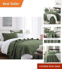 Olive Green Queen Quilt Bedding Set, Lightweight Comforter Bedspread Blanket ...