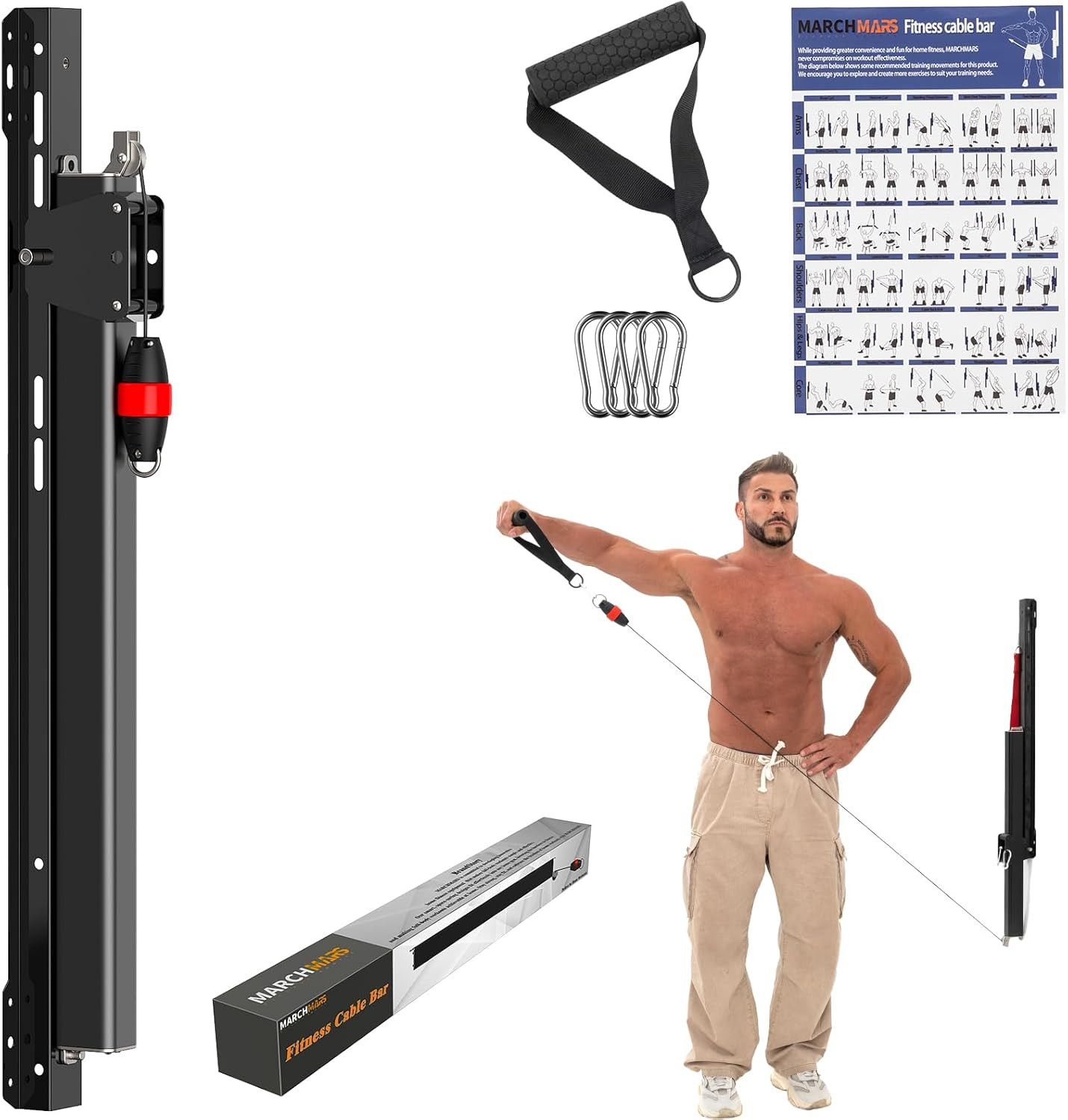Cable Machine Home Gym, Wall-Mount Exercise & Workout Equipm