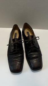 Sesto Meucci Black Crocodile Pattern Loafers 7.5 Sesto Meucci Black Leather Crocodile Print Loafers Pumps  main image 4
