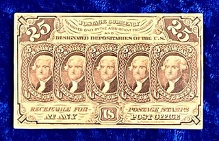 25c Postage Currency 25 Cents Fractional Currency Crisp Note
