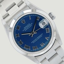 Rolex Datejust 68240 31mm Mid-Size Blue Roman Steel Auto Watch w/ Box Paper