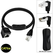RJ45 Male To Female Extension Cable CAT6e Ethernet Connector W/h ON/OFF Switch