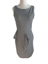 Ann Taylor Black White Stripe Stretch Knit Dress Women’s Size Small