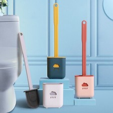 Silicone Toilet Brush with Toilet Brush Holder Wall-Mounted Cleaning Brush Set