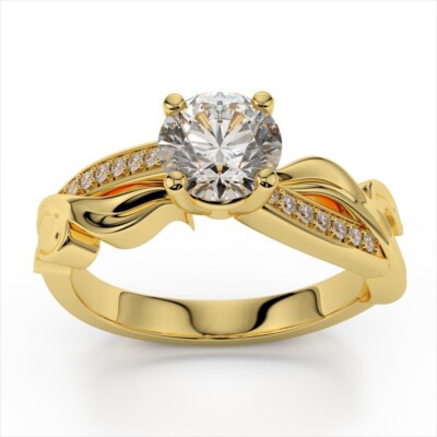 1.15 Ct Round Cut Lab Created Diamond Engagement Wedding Ring 14K Yellow Gold