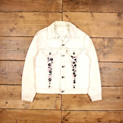Vintage Levi's Jeansjacke M Trucker Customized Creme Damen
