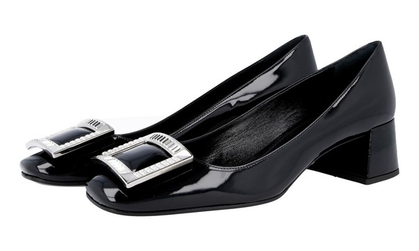 Luxus Prada Pumps Schuhe 1I913F Schwarz Leder Neu 37 37,5-image