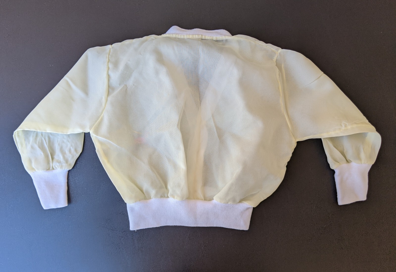 Giacca cardigan vintage neonato letterman ricamato pony giallo semi trasparente