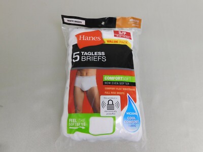 Hanes 5-Pack Men's 2252VT Tagless FreshIQ ComfortSoft Briefs - Small 28-30 #5903