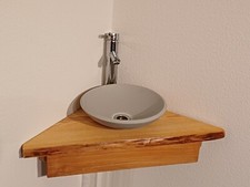 Esche Eckwaschtisch Massivholz Holz Baumkante Gäste WC Bad Eckwaschbecken Corian
