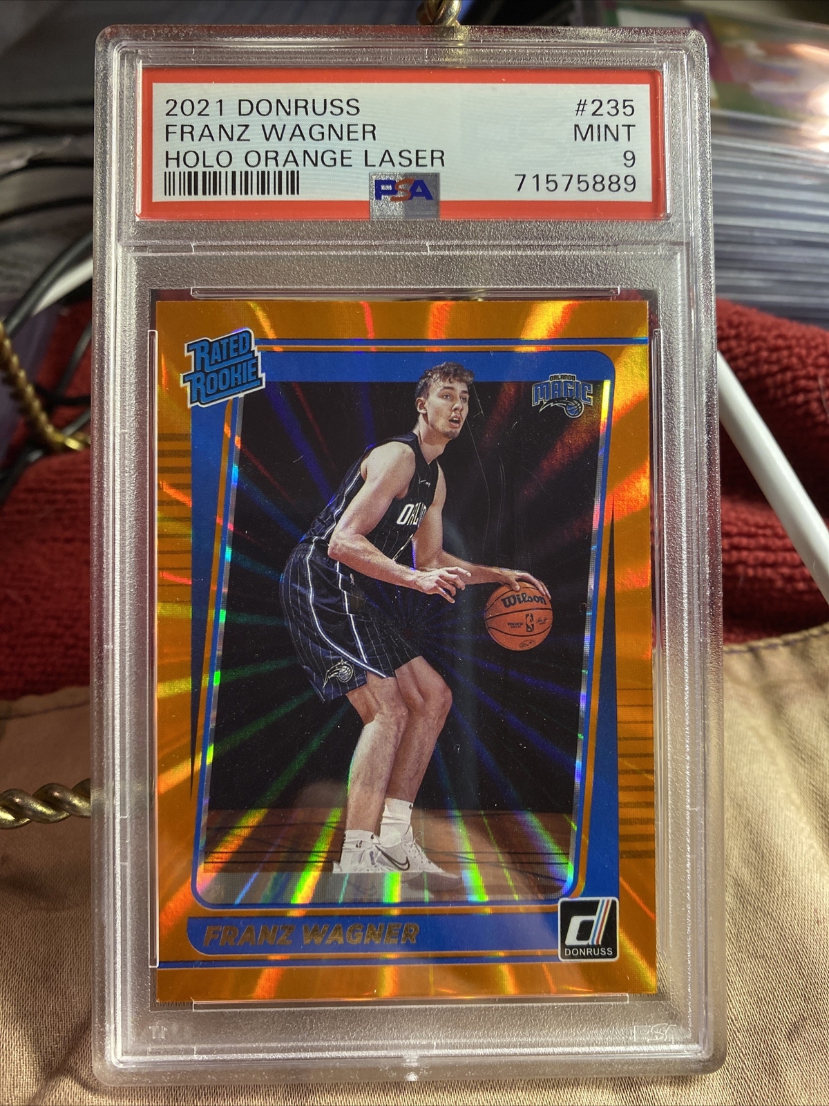 2021 Donruss Basketball Franz Wagner Rookie Orange Laser #235 PSA 9 Mint