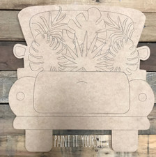 Door Hanger Christmas - Tropical Palms Truck - Cutout, Unfinished