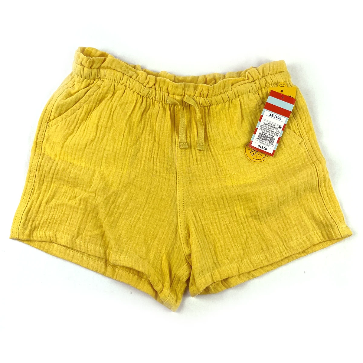 Girls Shorts Size 4/5 XS Drawstring Sweat Shorts Yellow Color NWT