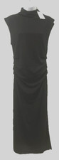 Stretch Dress Sleeveless MockNeck, 1 Side Slit, Bodycon Womens S/M 7 Black SOFT