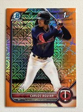 2022 Bowman Chrome Carlos Aguiar Orange Refractor 1st Prospect /25 Twins RC