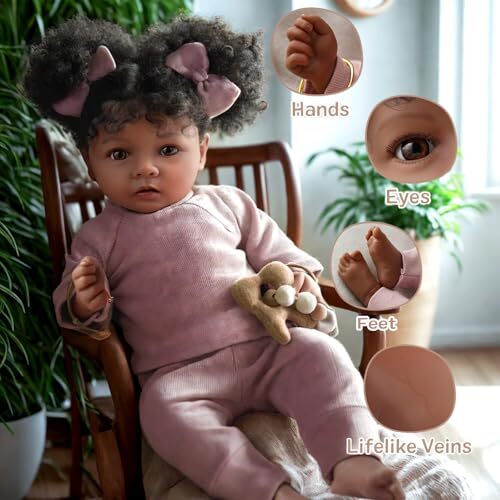Lifelike Reborn Baby Dolls Daisy Black Girl 20 Inch Soft Body