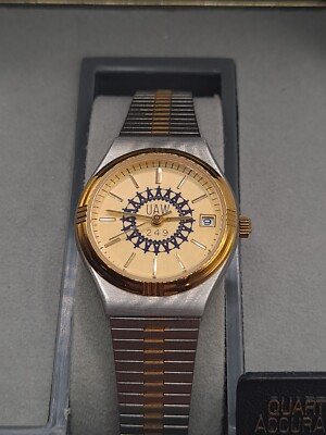 Vintage Men's Helbros UAW Local 249 Retirement Quartz Watch Original Box