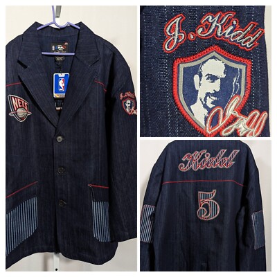 UNK Signature Series Vtg Y2K NBA Jason Kidd NJ Brooklyn Nets Denim Jacket 3XL