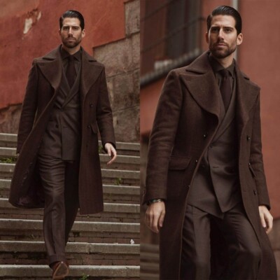 Blazer Herrenmantel Anzug Herrenmantel Brauner Langer Wintermantel