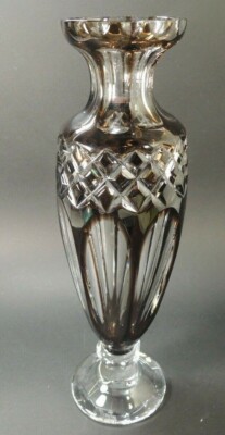 WMF CRISTAL CABINET VASE DARK COGNAC COLOR W/CLEAR GLASS