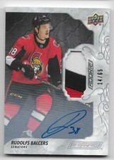 19/20 UPPER DECK ENGRAINED ROOKIES AUTOGRAPH PATCH Rudolfs Balcers #14/65 3CLR