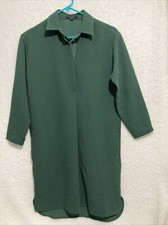 Madewell XS Shirtdress Moviehouse Crepe Long Sleeve Dress Side Pockets Green