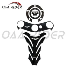 Carbon Fiber Fuel Tank Pad Triple Clamp Sticker For Yamaha YZF1000 R1 2002-2006