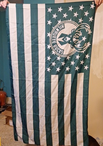Milwaukee Bucks AMERICAN FLAG 3X5 Banner Basketball New US