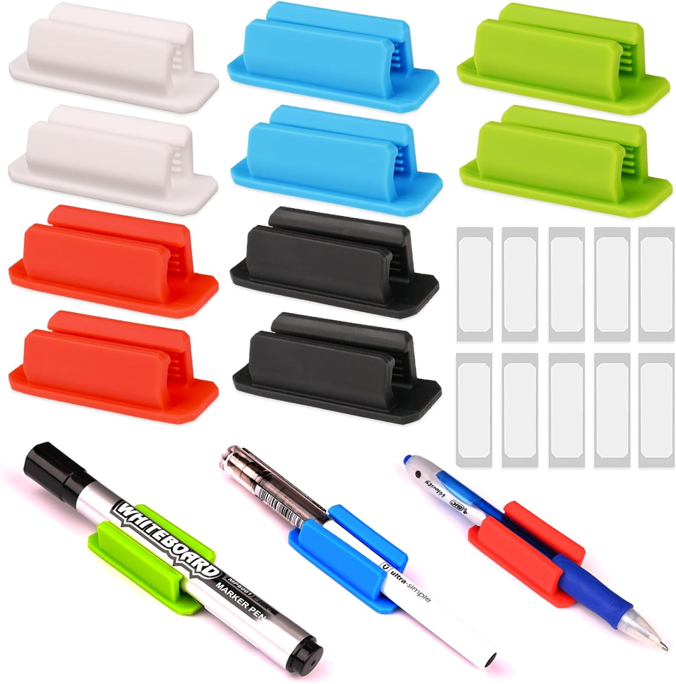 HUAKENER 10 Pack Pen Holder Silicone, Adhesive Pen Holder, Single Pen