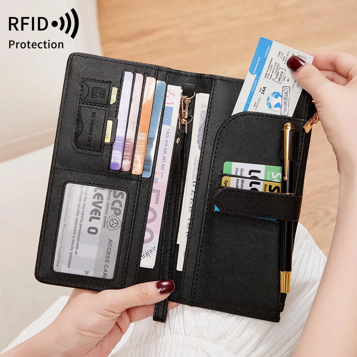 Portafoglio Passaporto con Blocco RFID – Porta Carte di Credito e