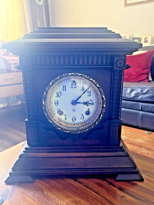 Large American Ansonia Antique Chiming Mantle Clock In Full Working Order