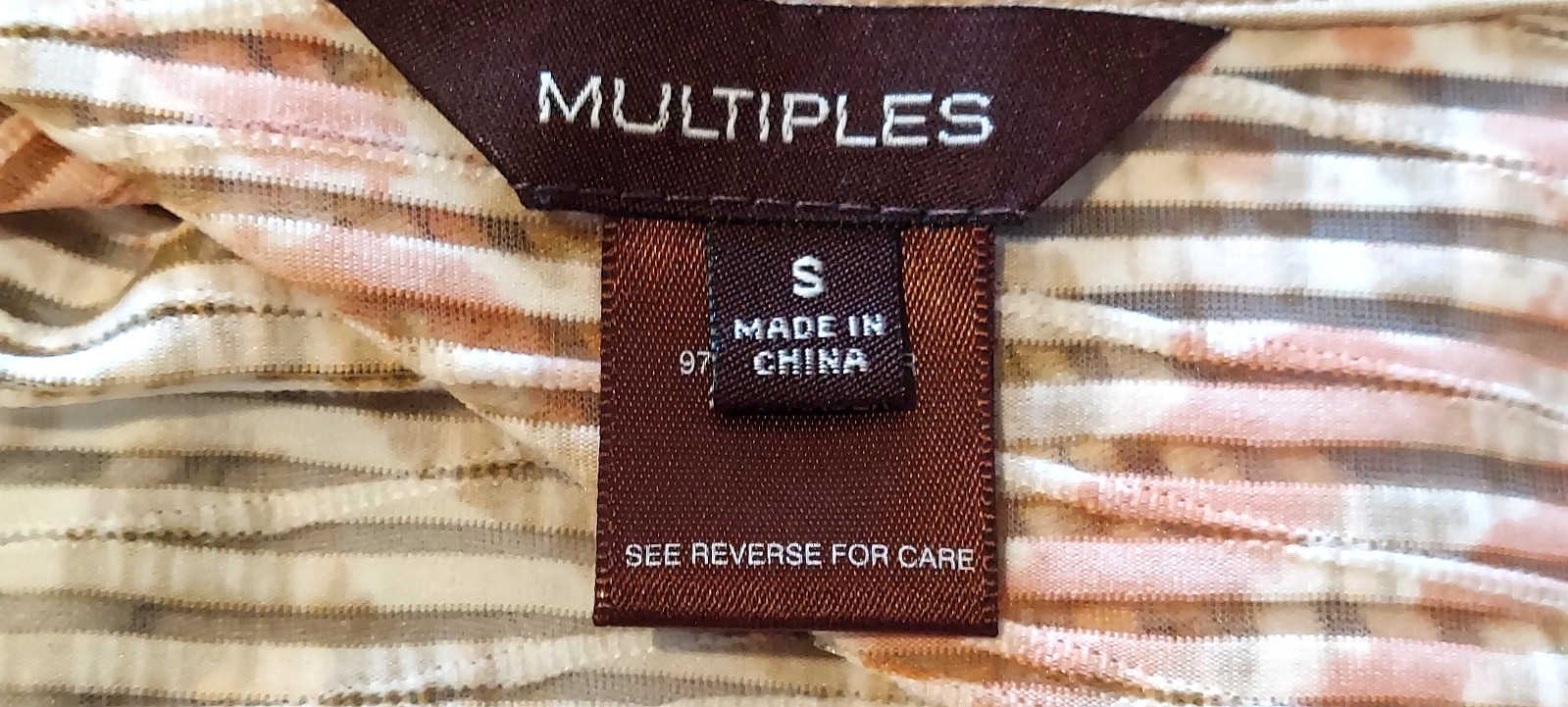 Multiples Abstract Print Button Mandarin Collar L… - image 8