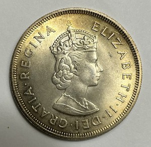 1959 BERMUDA CROWN ,     *** BU ***  SILVER  *** TONED ***