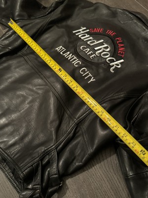 Rare 90s Vintage Hard Rock Cafe Leather biker Jacket Size Small
