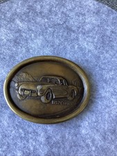 Vintage 1957 Chevy Corvette Oval Brass Belt Buckle Indiana Metal Craft Race CA19