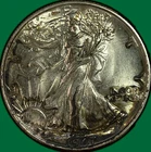 1947 Walking Liberty Half Dollar Brilliant Uncirculated BU Coin, Toning #43808