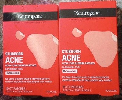 2 Neutrogena Stubborn Acne Ultra-thin Blemish Hydrocolloid Patches Combo NIB 