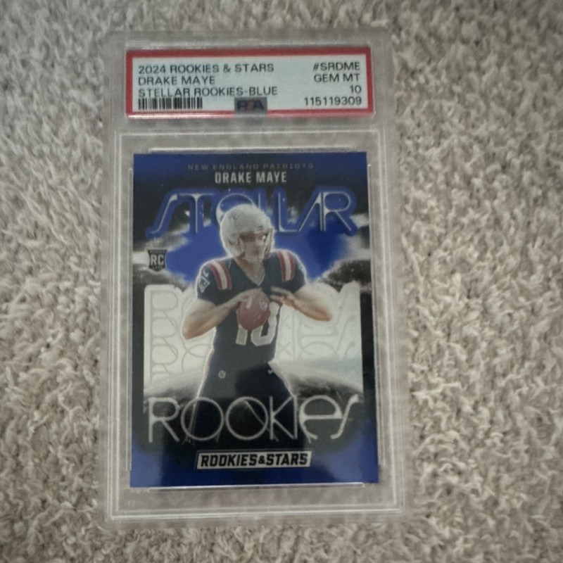 2024 Panini Rookies & Stars Stellar Rookies Blue Drake Maye SR-DME PSA 10