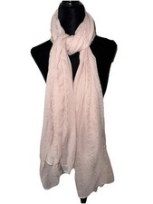 100 Polyester Wide Pink With Gold Heart Pattern Long Wrap Shawl