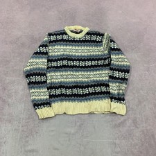 Vintage Knitted Jumper abstract patterned grandad knit sweater Men's S 36-38 