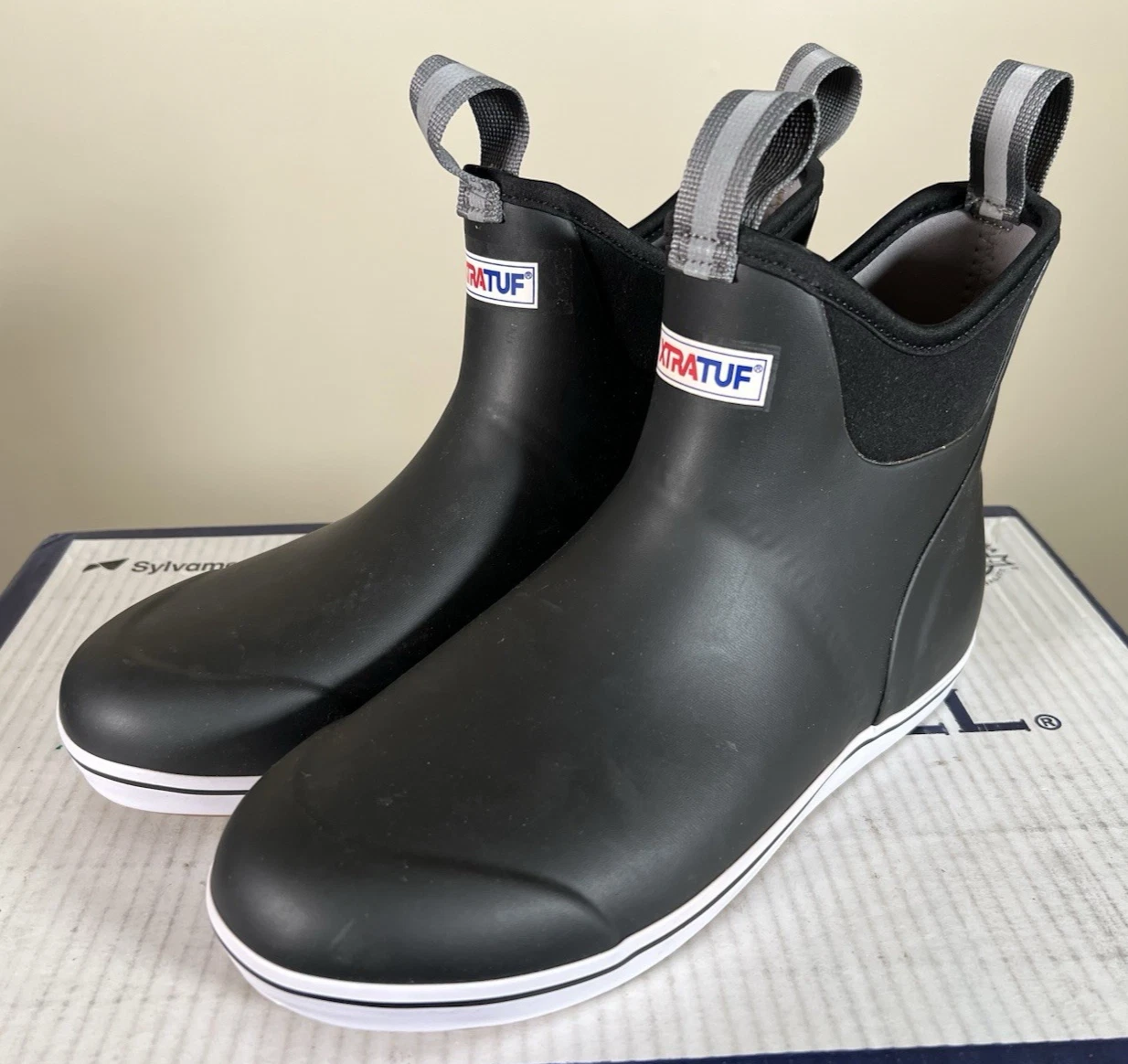 Xtratuf $115 NEW Black Ankle Boat Deck Boots Mens Sz 10 M Fish Rain Mud Hunt