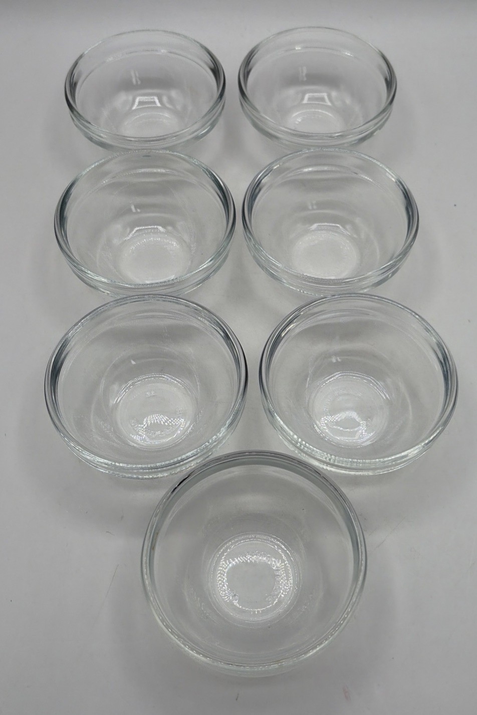 Set of 7 ARCOROC FRANCE Clear Glass Mini Stacking Bowls ~ 3 1/4” Dip Salt Prep