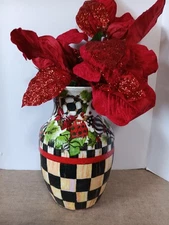 FITS WITH MACKENZIE -CHILD'S  CHRISTMAS GLASS 8'' VASE, MADE BY ME