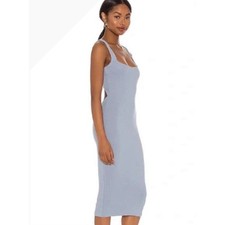 Superdown Ribbed Midi Tank Dress Womens XS Blue Open Back Bodycon Sexy Club