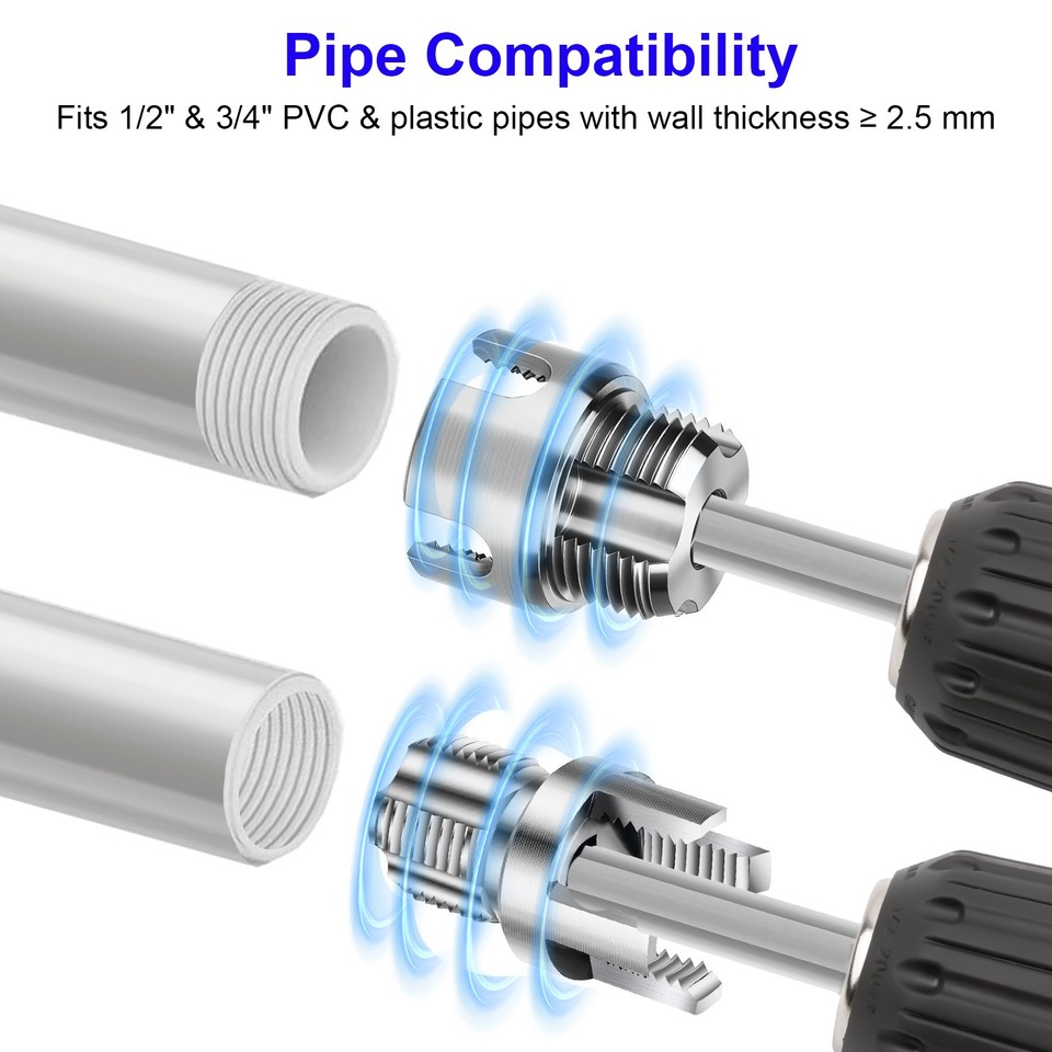 2X 1/2'' & 3/4'' Integrated Internal & External Pipe Threading Tool for ...