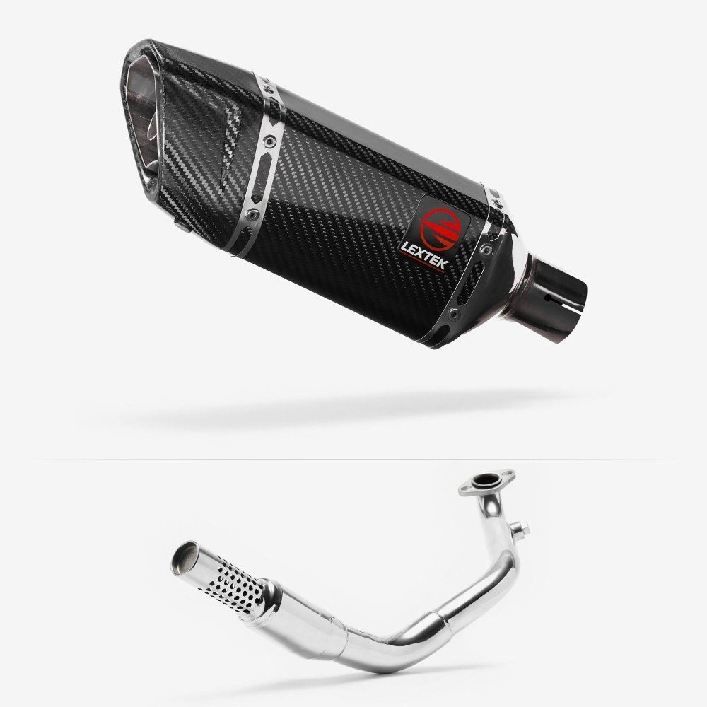 Lextek SP11C Gloss Carbon Fibre Exhaust System 200mm for Lexmoto Enigma 125