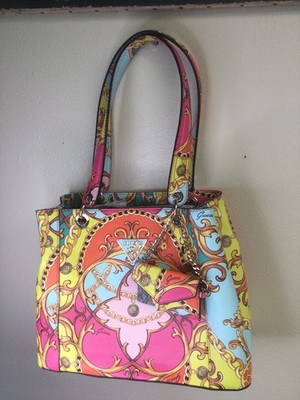 GUESS Los Angeles Women's Shoulder Bag Shopper Floral with Wristlet + Charms NWT