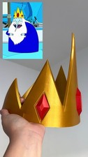 Ice King Crown Costume Accessory with Red Gem Accents, Adult Unisex One Size