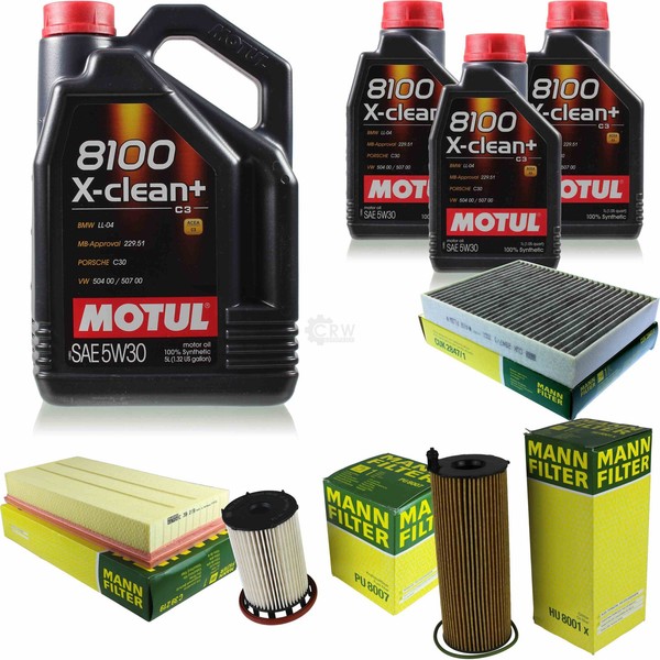 Inspektionspaket 8L Motul 8100 X-Clean+ 5W-30 FüR VW Touareg 3.0 V6 TDI 4.2 V8-image